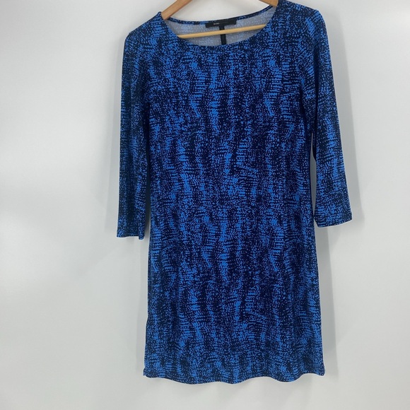 BCBG Maxazria blue black tunic dress top relaxed fit - Picture 7 of 12